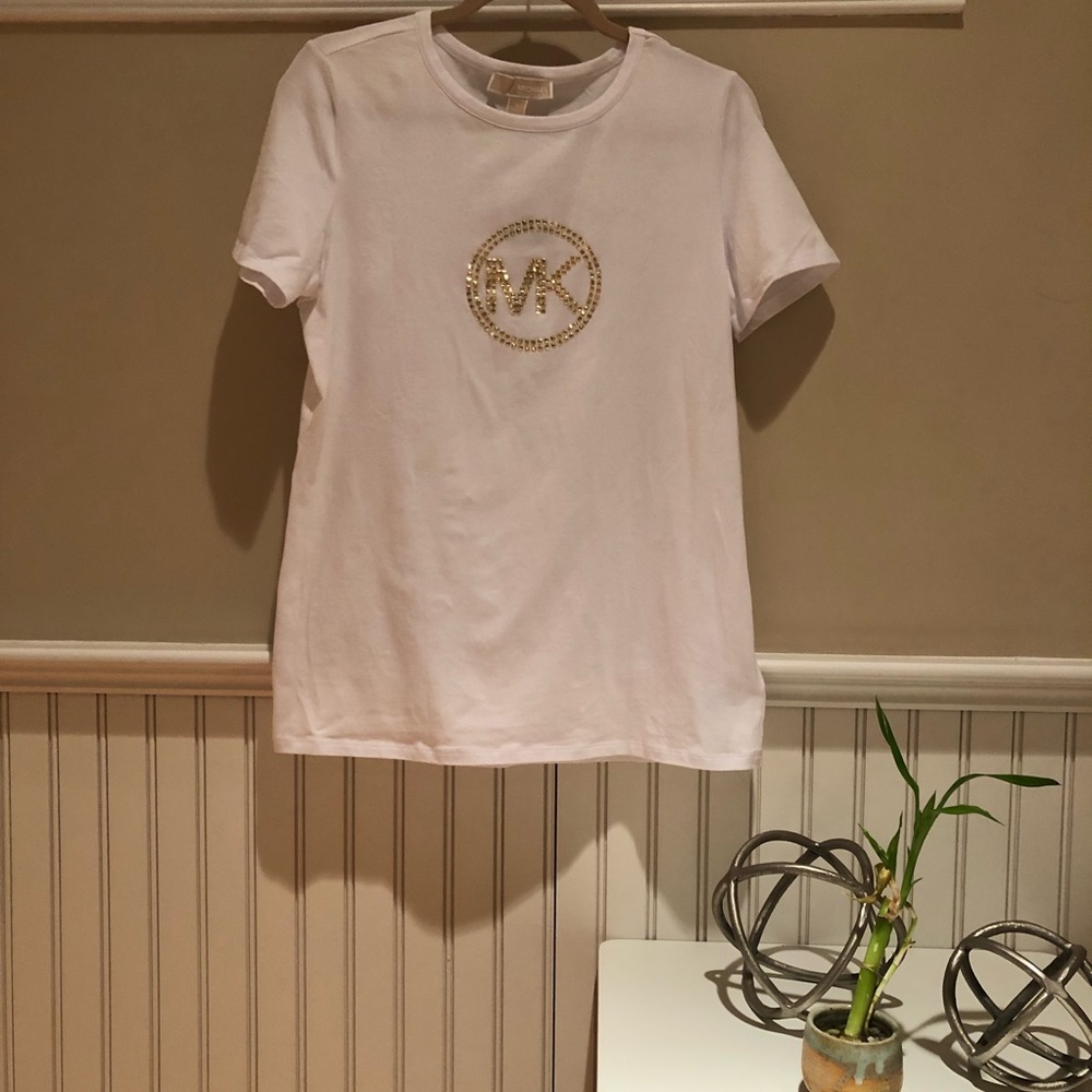 Michael Kors white shirt with MK sparkles